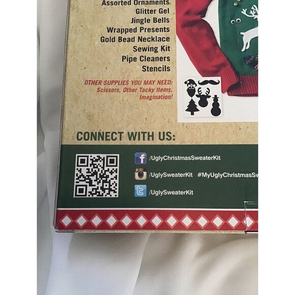 Ugly Christmas Sweater Kit XL Emerald Colorblock Sweater Reindeer Snowflakes Gli - Picture 4 of 10